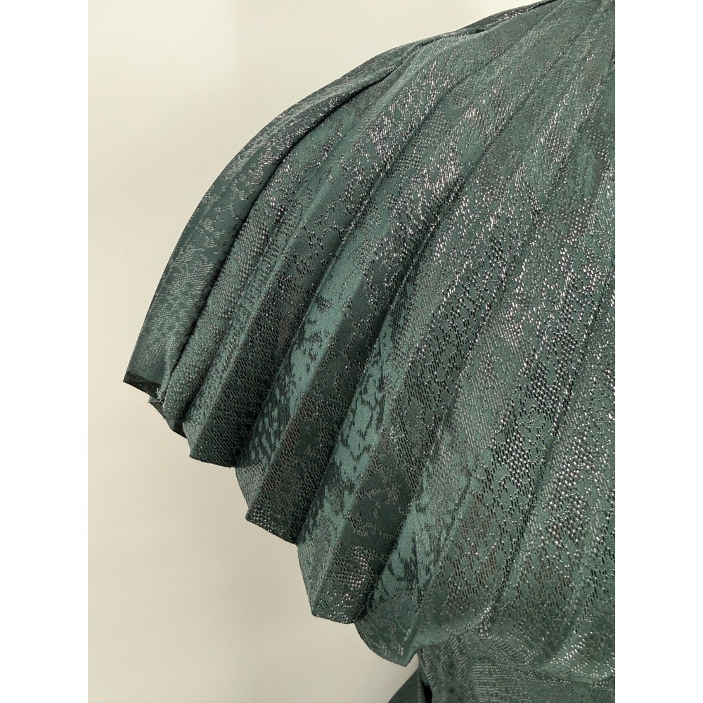 & Other Stories Womens Green Shimmer Pleated Maxi Dress Size 4 Holiday NEW - Picture 6 of 16